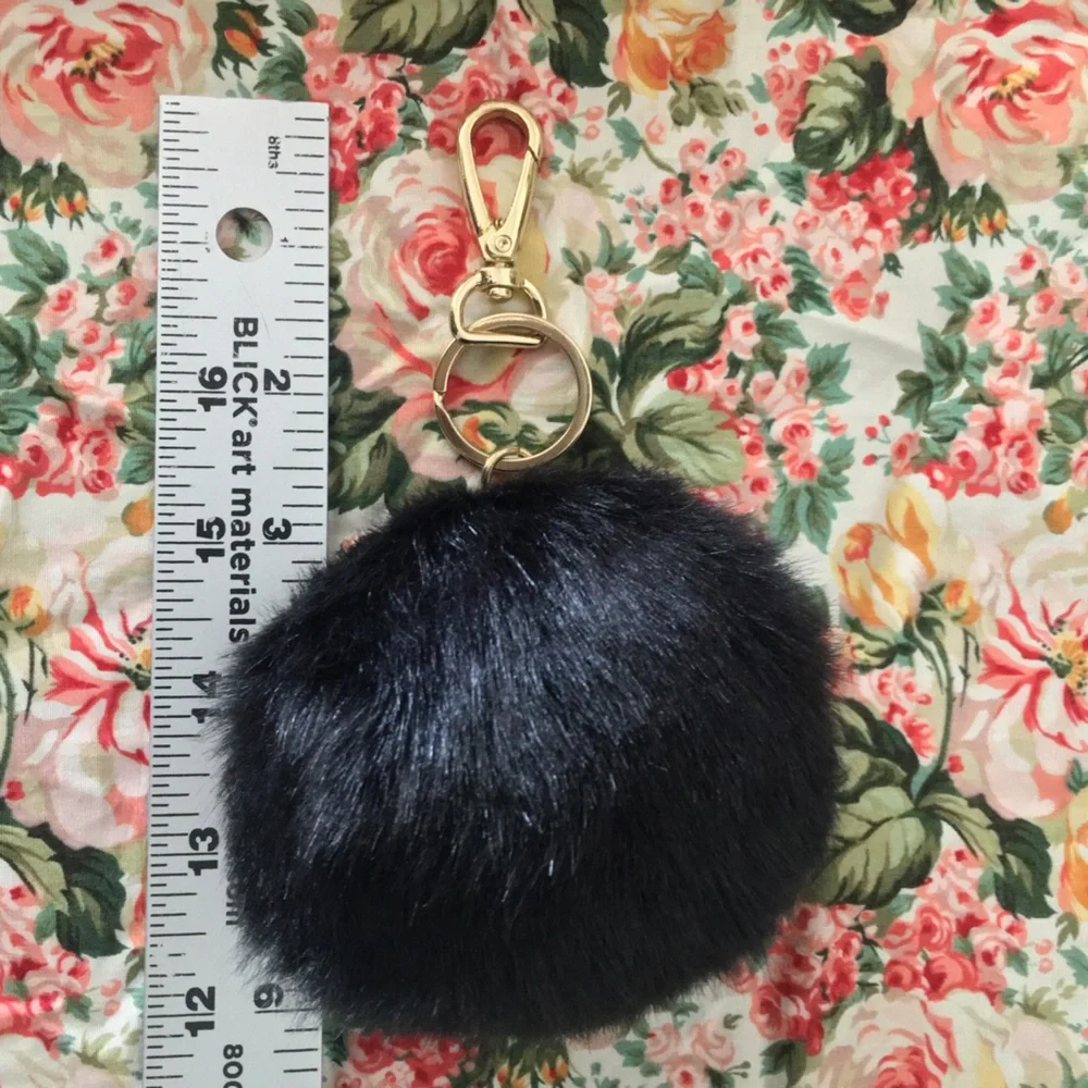 Black Pom Pom Keychain Purse Charm